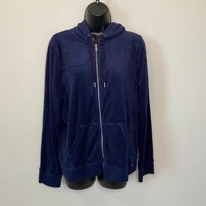 Ralph Lauren Blue Velour Velvet Sweater Hoodie Size XL NWT